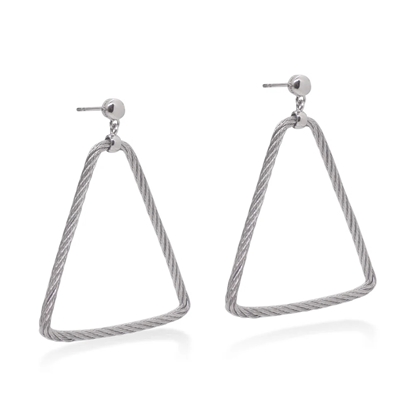 Picture of ALOR Open Triangle Drop Earrings - Grey