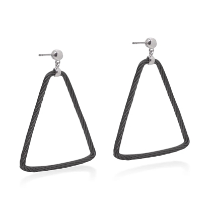 Picture of ALOR Open Triangle Drop Earrings - Black