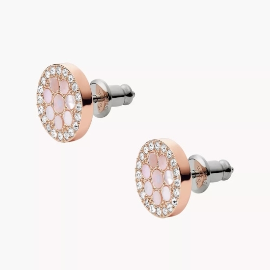 Picture of Fossil Mosaic Earrings - Rose Gold/MOP