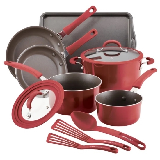 Picture of Rachael Ray Cook + Create Aluminum Nonstick 11PC Cookware- Red