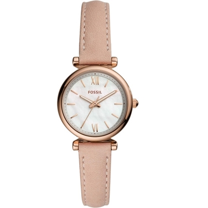 Picture of Fossil Carlie Mini Three-Hand Blush Leather Watch