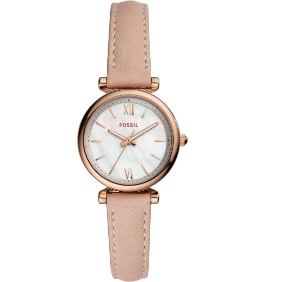 Picture of Fossil Carlie Mini Three-Hand Blush Leather Watch