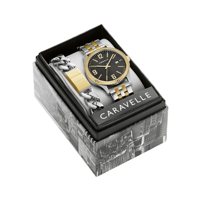 Picture of Caravelle Men's Boxed Set with Two-Tone Watch and Bracelet
