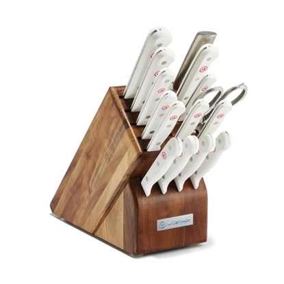 Picture of Wusthof Gourmet 16-Piece Knife Block Set with White Handles