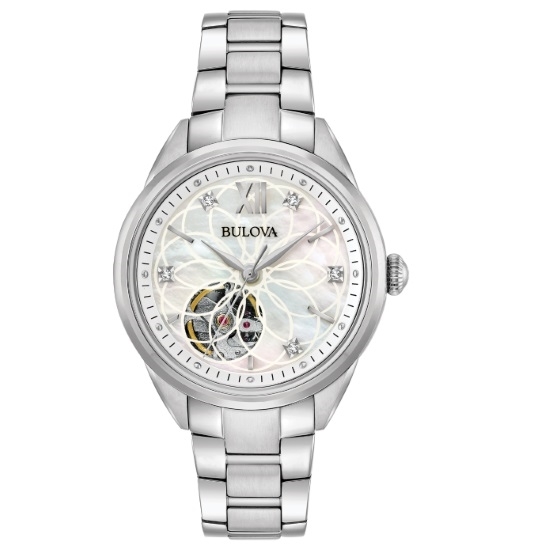 Picture of Bulova Sutton Stainless Steel Watch with Diamonds & MOP Dial