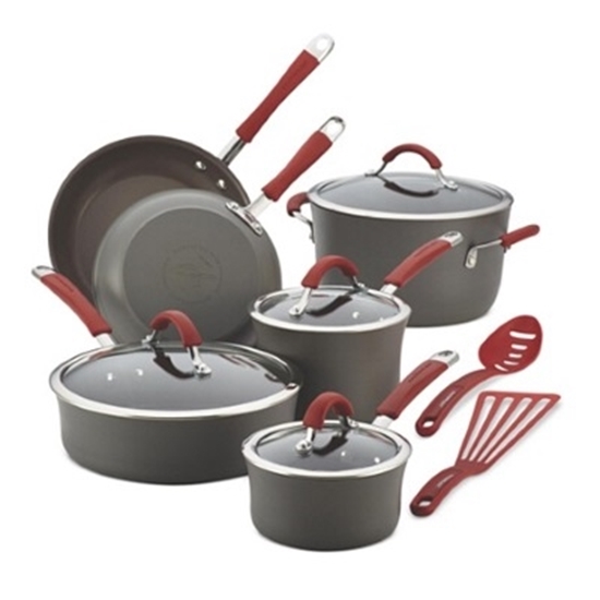 Picture of Rachael Ray Cucina Hard Anodized 12PC Cookware- Cranberry Red