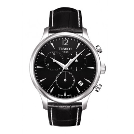 Picture of Tissot Tradition Men's Black Leather Chrono with Black Dial