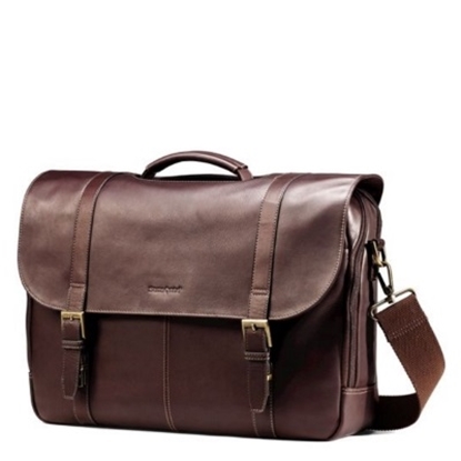Picture of Samsonite Double Gusset Leather Flapover Case - Brown