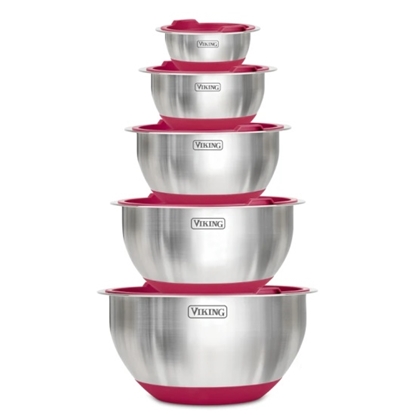 Picture of Viking 10-Piece Stainless Steel Mixing Bowl Set - Red