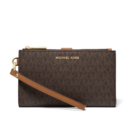 Picture of Michael Kors Jet Set Signature Double Zip Wristlet - Brown