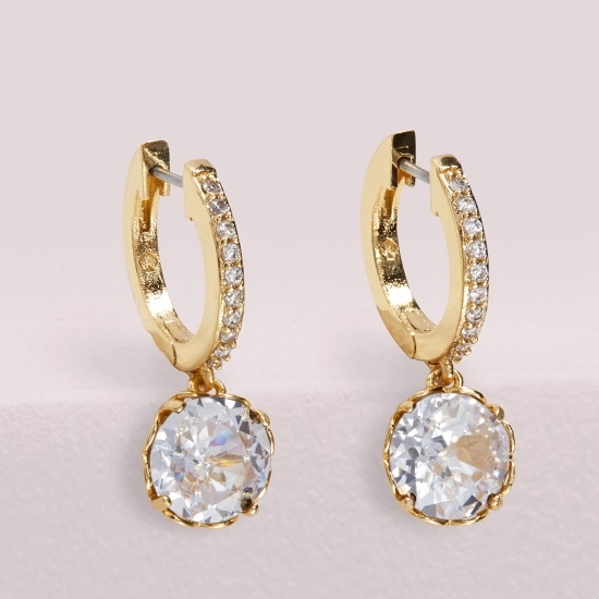 Picture of Kate Spade That Sparkle Pave Huggies Earring - Clear/Gold