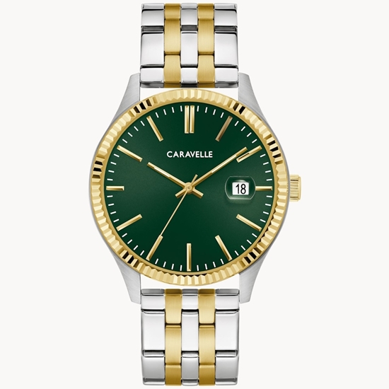 Picture of Bulova Caravelle Men's Dress 41mm Two-Tone Watch-Green Dial