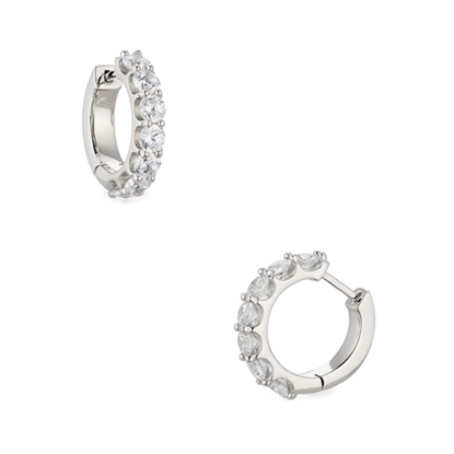 Picture of Nadri 3mm Cubic Zirconia x 15mm Huggie Earrings - Rhodium