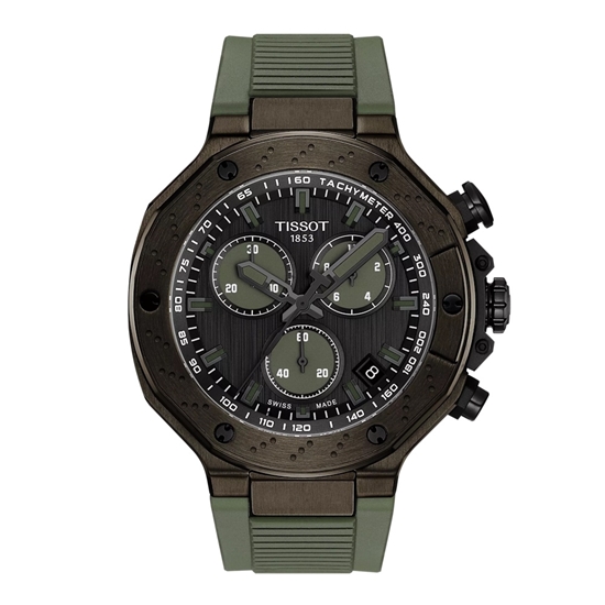 Picture of Tissot T-Race Quartz Chronograph 45mm Watch with Green Strap