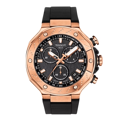 Picture of Tissot T-Race Chronograph 45mm Rose Gold-Tone Watch w/Blk Dial