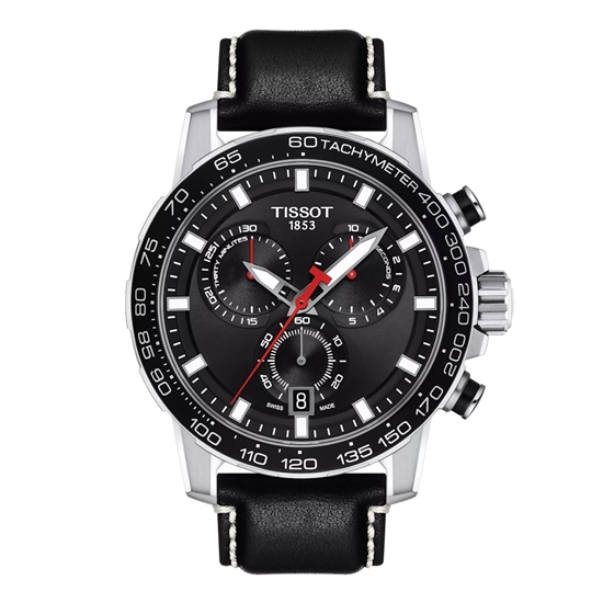 Picture of Tissot Supersport Chrono 45.5mm Watch with Black Leather Strap