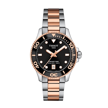 Picture of Tissot Seastar 1000 Quartz 36mm Two-Tone Watch with Black Dial