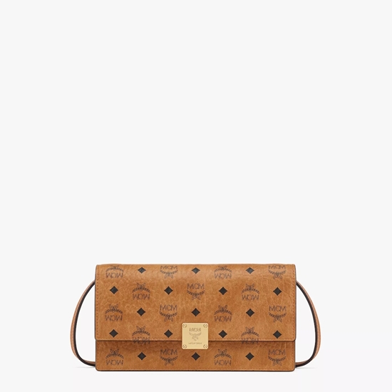 Picture of MCM Aren Visetos Large Wallet on Chain - Cognac