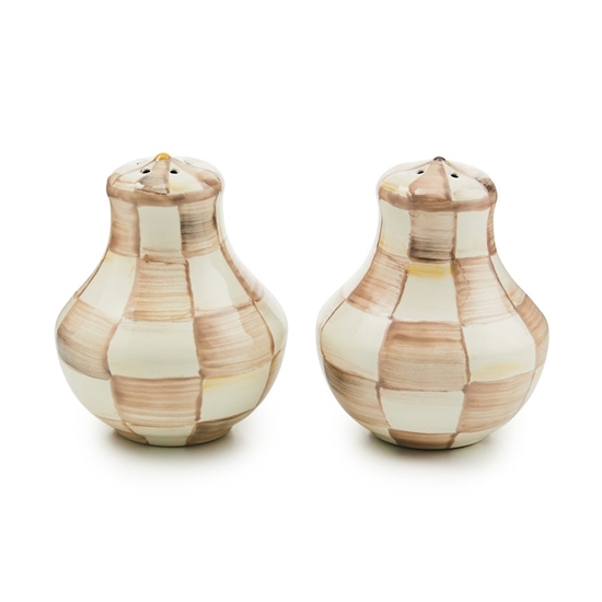 Picture of MacKenzie-Childs Mocha Check Salt & Pepper Shakers