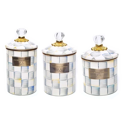Picture of MacKenzie-Childs Sterling Check Canisters - Set of 3