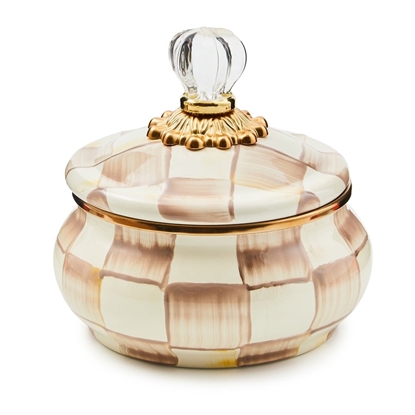 Picture of MacKenzie-Childs Mocha Check Squashed Pot