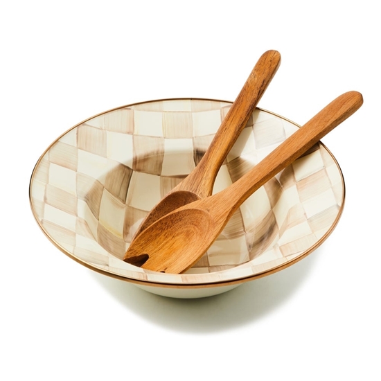 Picture of MacKenzie-Childs Mocha Check Salad Serving Set