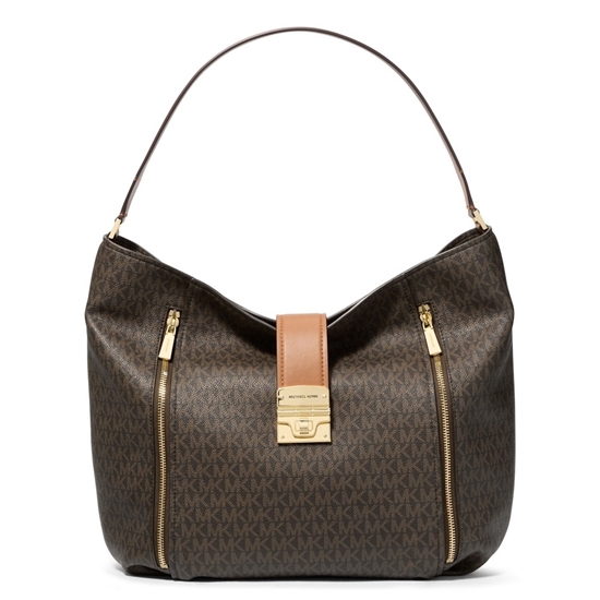 Picture of Michael Kors Addie Signature Large Hobo Shoulder - Brown/Acorn
