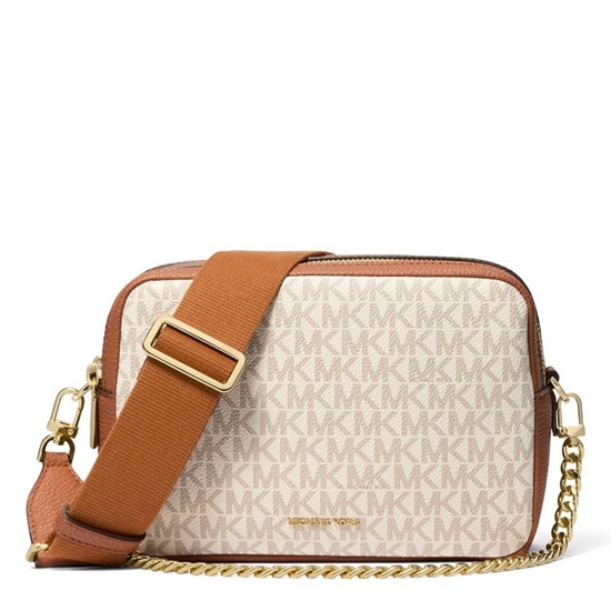Picture of Michael Kors Bryant Medium Chain Camera Xbody - Vanilla/Acorn