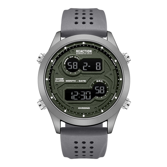 Picture of Kenneth Cole Reaction Digital Watch - Grey Band/Green Dial