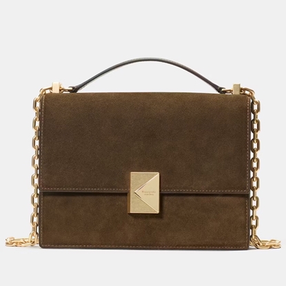 Picture of Kate Spade Deco Suede Chain Shoulder Bag - Burnt Sage