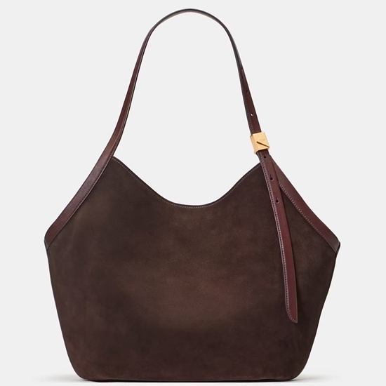 Picture of Kate Spade Deco Suede Tulip Tote - Hot Fudge