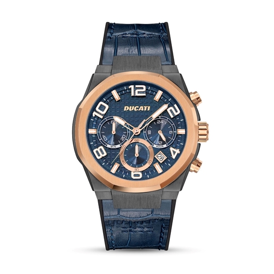 Picture of Ducati Chronograph Watch with Blue Leather & Silicon Strap