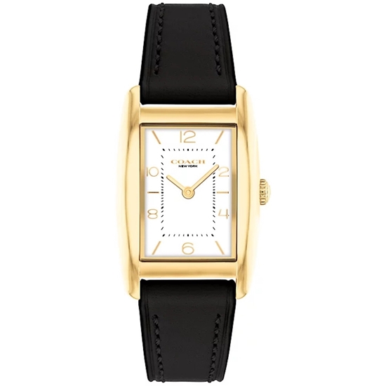 Picture of Coach Reese GoldTone & Black Leather Strap Watch w/ White Dial
