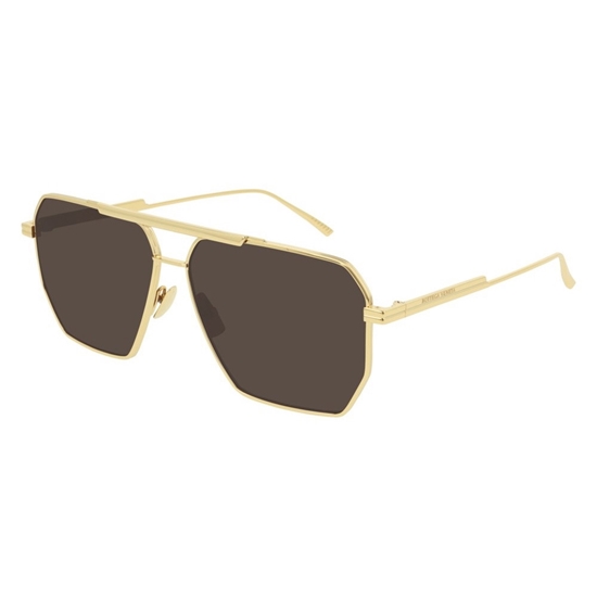 Picture of Bottega Veneta XL Metal Aviator Sunglasses - Brown/Gold