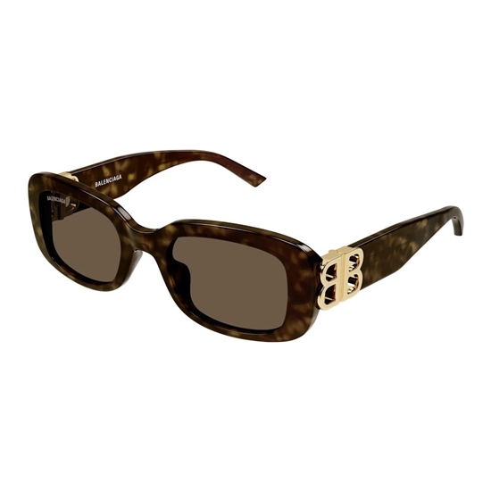 Picture of Balenciaga Rounded Sunglasses - Havana with Gold Logo
