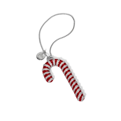 Picture of Nadri Red Candy Cane Ornament - Rhodium