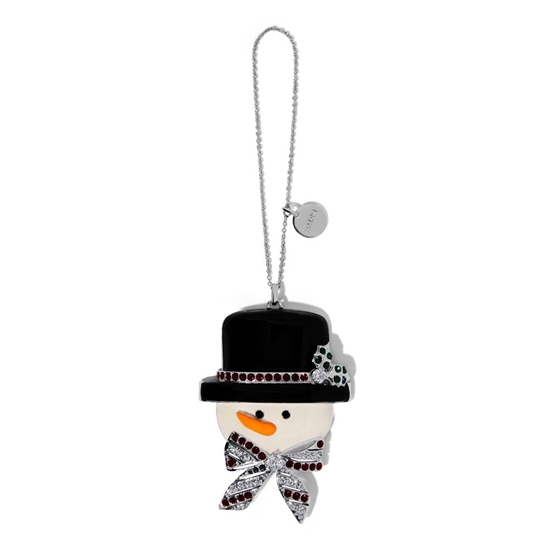 Picture of Nadri Bow Snowman Ornament - Rhodium