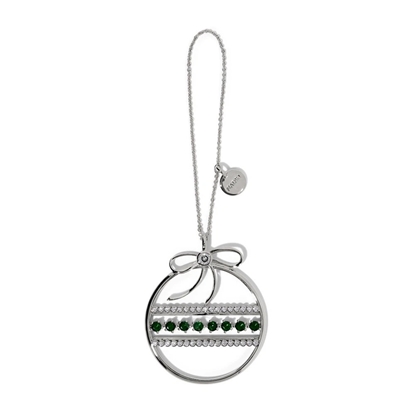 Picture of Nadri Christmas Ball Ornament - Rhodium/Green