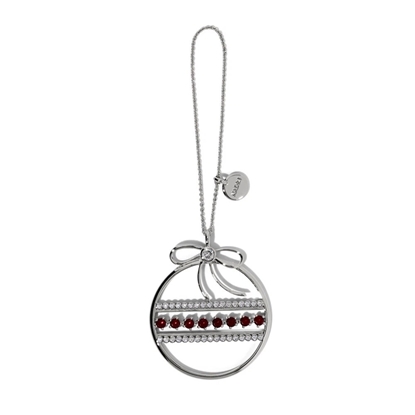Picture of Nadri Christmas Ball Ornament - Rhodium/Red