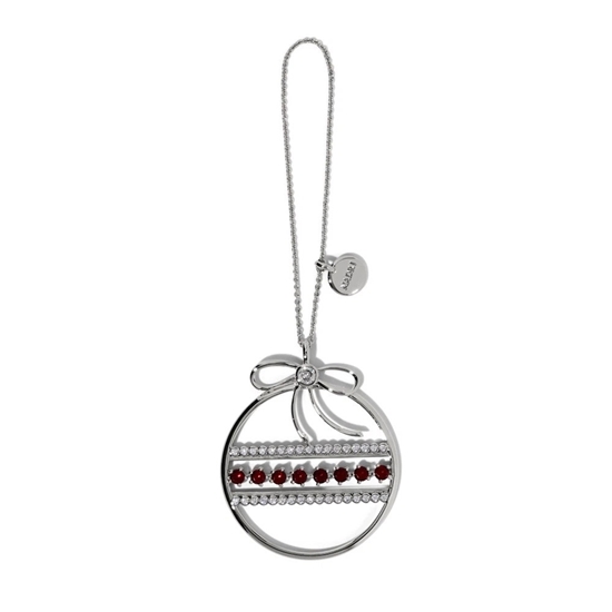 Picture of Nadri Christmas Ball Ornament - Rhodium/Red