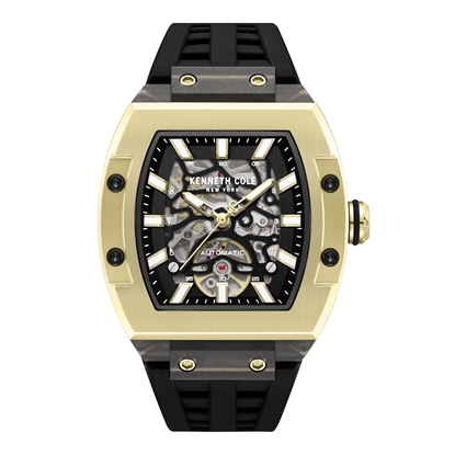 Picture of Kenneth Cole Skeleton Automatic Silicone Watch - Black Dial
