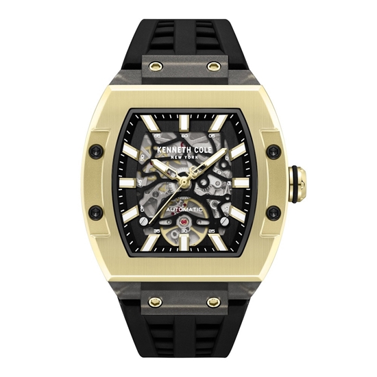 Picture of Kenneth Cole Skeleton Automatic Silicone Watch - Black Dial