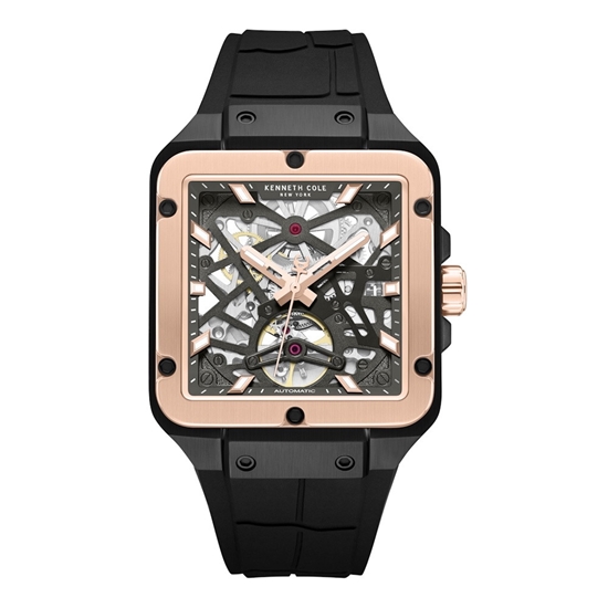 Picture of Kenneth Cole Skeleton Automatic Silicone Watch - Gunmetal Dial