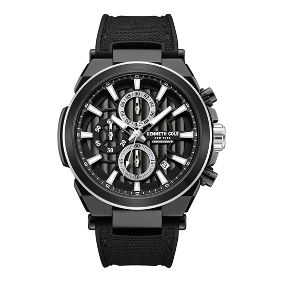 Picture of Kenneth Cole Dress Sport Chrono Silicone Watch with Black Dial