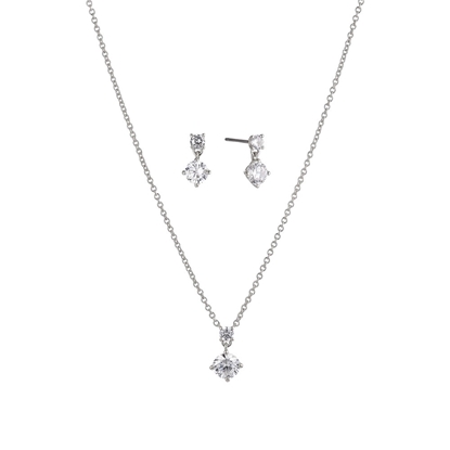 Picture of Nadri Solitaire Necklace/Earring Set - Rhodium