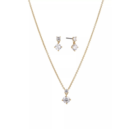 Picture of Nadri Solitaire Necklace/Earring Set - Gold