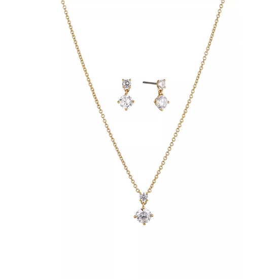 Picture of Nadri Solitaire Necklace/Earring Set - Gold
