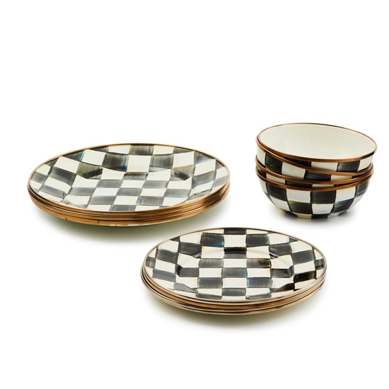 Picture of MacKenzie-Childs 12PC Enamel Dinnerware Set - Courtly Check