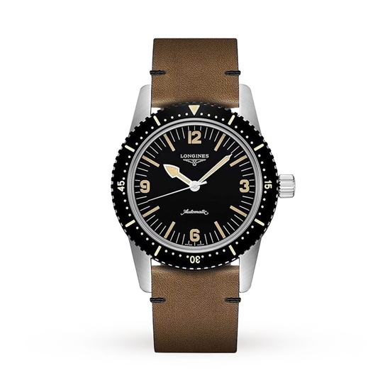 Picture of Longines Heritage Auto Watch with Brown Strap and Black Dial