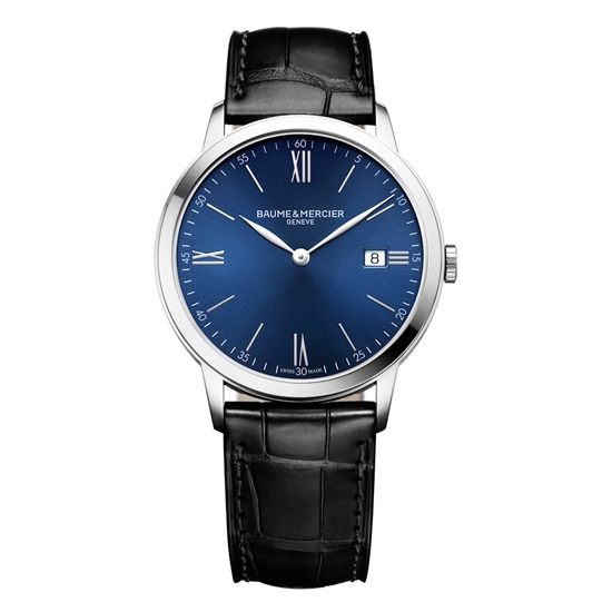 Picture of Baume & Mercier Classima 40mm Watch - Blue Dial/Black Leather